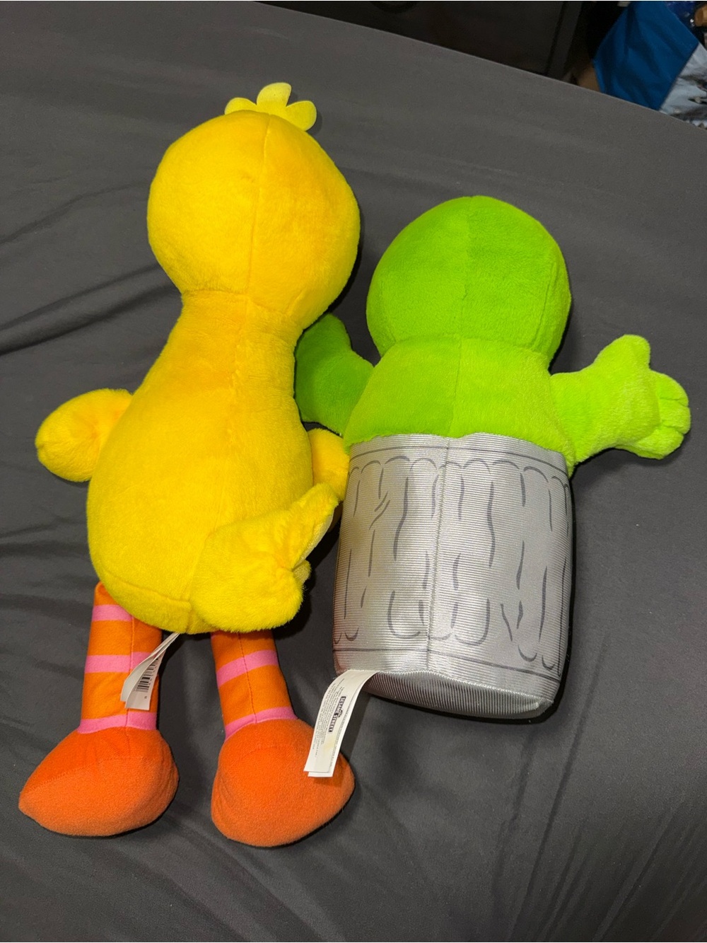 Sesame Street Plush Duo - Yellow Big Bird & Green Oscar with Orange Hair - Picture 2 of 3